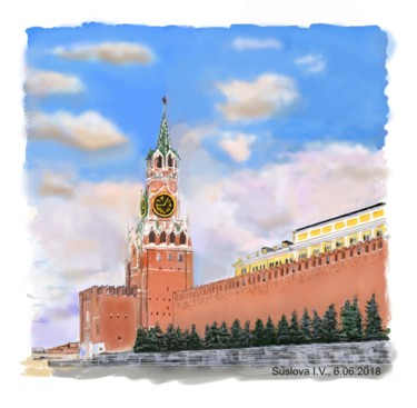 Digitale Kunst mit dem Titel "Кремль - сердце Мос…" von Inna Ieroglifova, Original-Kunstwerk, Digitale Malerei