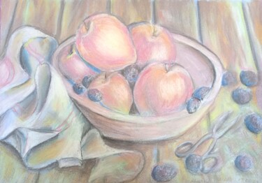 Картина под названием "Яблочки" - Инна Иероглифова, Подлинное произведение искусства, Пастель