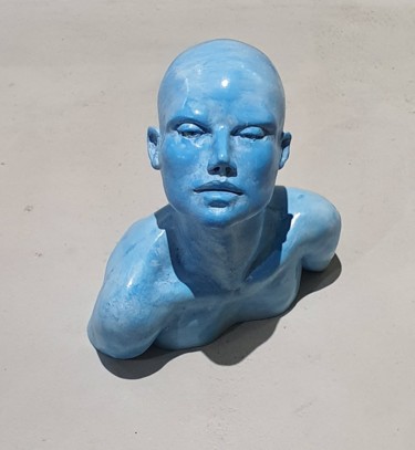 Sculpture intitulée "Kisskiss bleu" par Eva Czaplicki, Œuvre d'art originale, Coulage