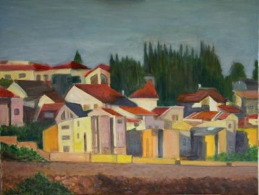 Painting titled "Our neighbourhood" by Eva Ban Gophen, Original Artwork, Oil