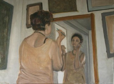 Painting titled "Looking at the mirr…" by Eva Ban Gophen, Original Artwork