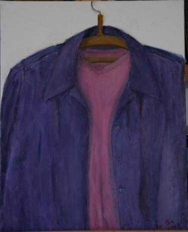 Painting titled "my preferred shirt" by Eva Ban Gophen, Original Artwork, Oil Mounted on Wood Stretcher frame