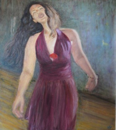 Painting titled "Joy" by Eva Ban Gophen, Original Artwork, Oil Mounted on Wood Stretcher frame