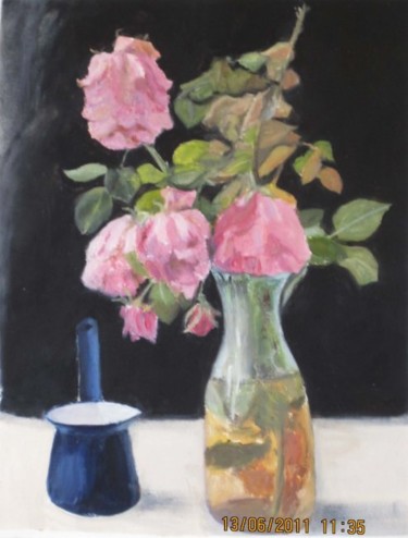 Malerei mit dem Titel "Withered Roses" von Eva Ban Gophen, Original-Kunstwerk, Öl