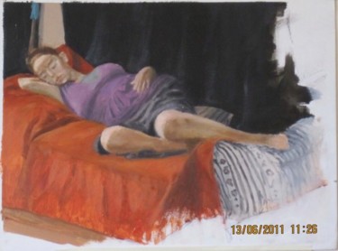 Painting titled "Resting" by Eva Ban Gophen, Original Artwork