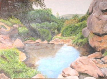 Painting titled "Little pond" by Eva Ban Gophen, Original Artwork