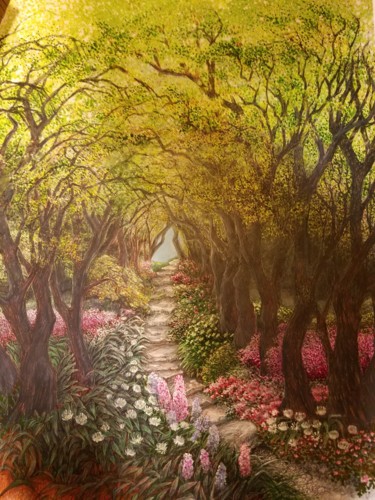 Drawing titled ""Woodland Flowered…" by Eva Maria Jones, Original Artwork, Marker