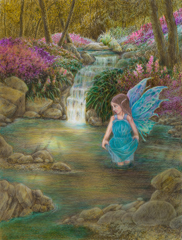 Drawing titled "Woodland Fairy" by Eva Maria Jones, Original Artwork, Marker