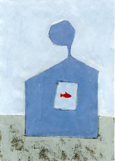 Malarstwo zatytułowany „pregnant house” autorstwa Evangelos Papapostolou, Oryginalna praca, Akryl