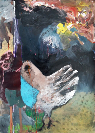 Painting titled "a bird bigger than…" by Evangelos Papapostolou, Original Artwork, Acrylic