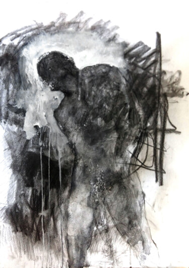 Painting titled "Atlas the man who (…" by Evangelos Papapostolou, Original Artwork, Charcoal