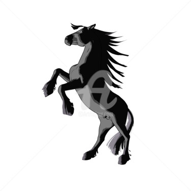 Digitale Kunst mit dem Titel "Horse Rearing" von E. Vargas, Original-Kunstwerk, 2D digitale Arbeit