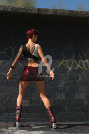 Digital Arts με τίτλο "Rebel girl with sho…" από E. Vargas, Αυθεντικά έργα τέχνης, 3D Μοντελοποίηση