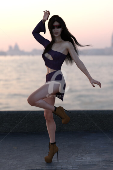 Arte digitale intitolato "Asian girl in Venice" da E. Vargas, Opera d'arte originale, Modellazione 3D