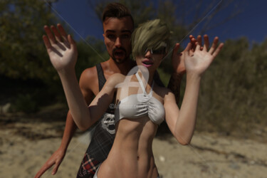 Digital Arts titled "Surprised couple" by E. Vargas, Original Artwork, 3D Modeling