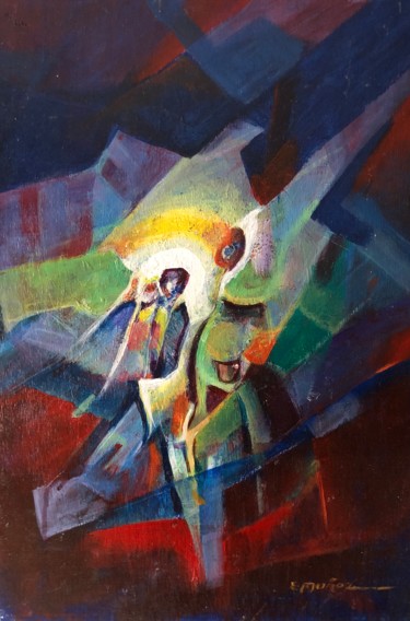 Painting titled "Abstracto A" by Evaristo Muñoz, Original Artwork, Acrylic