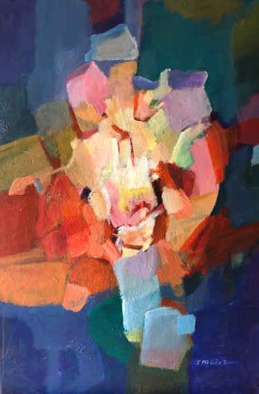 Painting titled "Abstracto H" by Evaristo Muñoz, Original Artwork