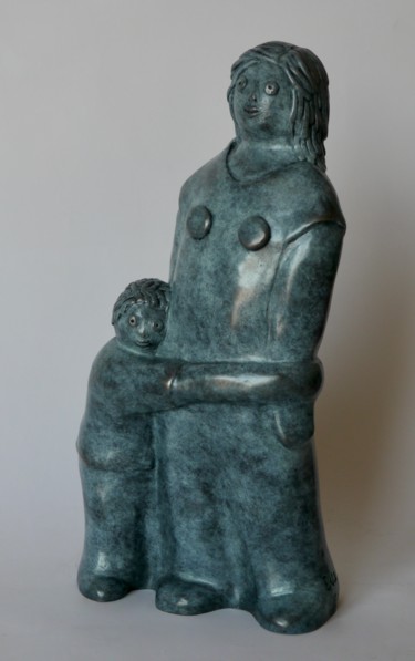 Sculpture titled "Hé maman -  bronze…" by Eva Rouwens, Original Artwork, Bronze