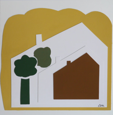 Collagen mit dem Titel "Un beau quartier (6)" von Eva Rouwens, Original-Kunstwerk, Acryl