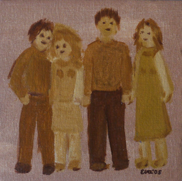 Peinture intitulée "Jeunes" par Eva Rouwens, Œuvre d'art originale, Acrylique Monté sur Carton