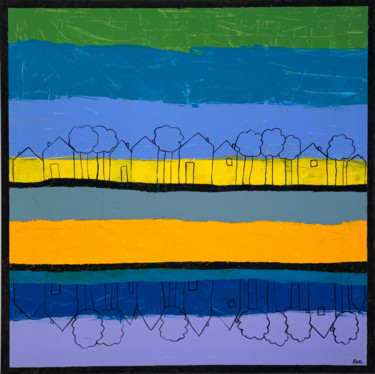 Painting titled "Spring 2020 - 80x80…" by Eva Rouwens, Original Artwork, Acrylic Mounted on Wood Stretcher frame