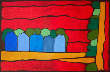 Painting titled "Rouges" by Eva Rouwens, Original Artwork, Acrylic Mounted on Wood Stretcher frame