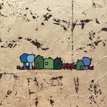 Peinture intitulée "Village or 2" par Eva Rouwens, Œuvre d'art originale, Acrylique