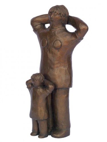 Sculpture titled "Maman et fille - br…" by Eva Rouwens, Original Artwork, Bronze