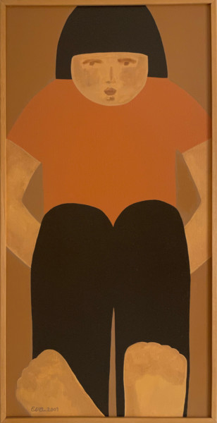 Картина под названием "Kimi" - Eva Rouwens, Подлинное произведение искусства, Акрил Установлен на Деревянная рама для носилок