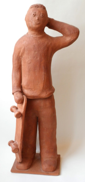 Sculpture titled "SKATER - 63 cm" by Eva Rouwens, Original Artwork, Terra cotta