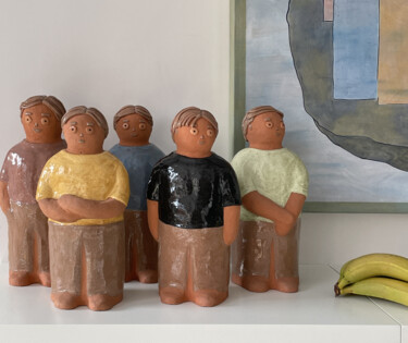 Sculpture intitulée "Les 5 frères" par Eva Rouwens, Œuvre d'art originale, Terre cuite
