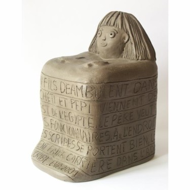 Sculpture intitulée "Le scribe - 27 cm" par Eva Rouwens, Œuvre d'art originale, Terre cuite