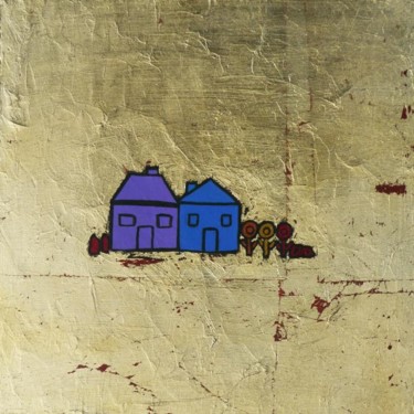 Peinture intitulée "2 Maisons" par Eva Rouwens, Œuvre d'art originale, Acrylique
