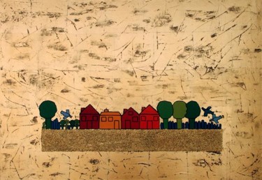 Collages intitulée "Petite rue" par Eva Rouwens, Œuvre d'art originale