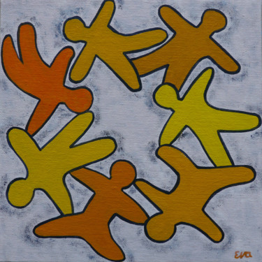 Peinture intitulée "7 Hommes" par Eva Rouwens, Œuvre d'art originale, Acrylique