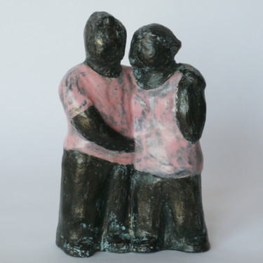 Sculpture titled "Couple rose" by Eva Rouwens, Original Artwork, Terra cotta