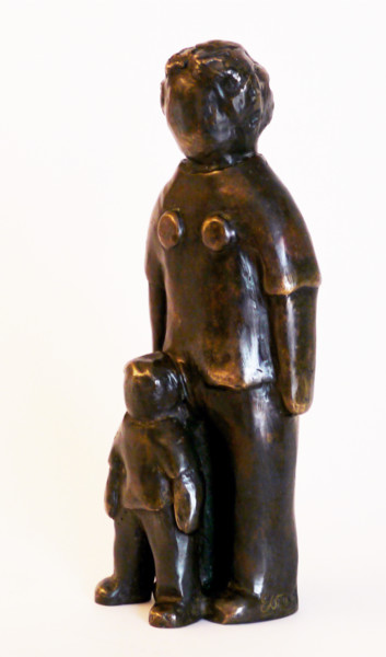 Sculpture titled "Maman et fils" by Eva Rouwens, Original Artwork, Bronze
