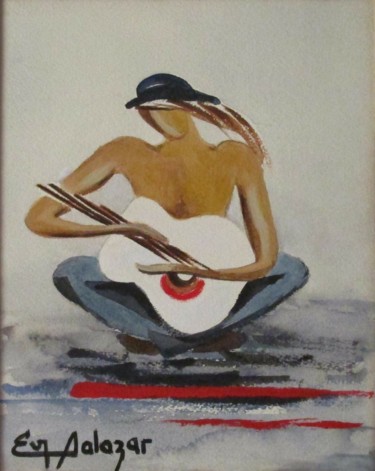 Pintura intitulada ""Silueta y Música (…" por Eva Salazar Castro, Obras de arte originais, Aquarela