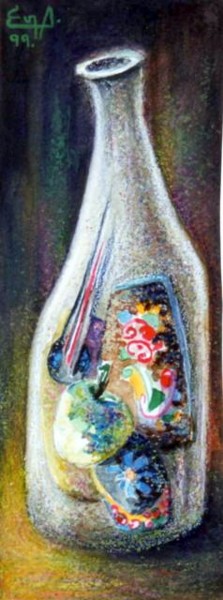 Peinture intitulée "Botella mágica" par Eva Salazar Castro, Œuvre d'art originale
