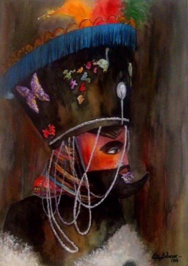 image.jpg "Chinelo" Pittura intitolato "image.jpg "Chinelo"" da Eva Salazar Castro, Opera d'arte originale, Acquarello