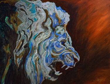 Arts numériques intitulée "Panthera Leo" par Gilbert Le Vast, Œuvre d'art originale, Peinture numérique