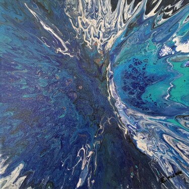 Painting titled "impact-bleu" by Eve Allain, Original Artwork, Acrylic
