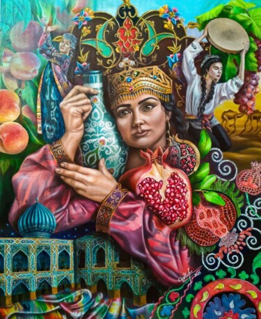 Malarstwo zatytułowany „My Uzbekistan” autorstwa Eve Art, Oryginalna praca, Olej