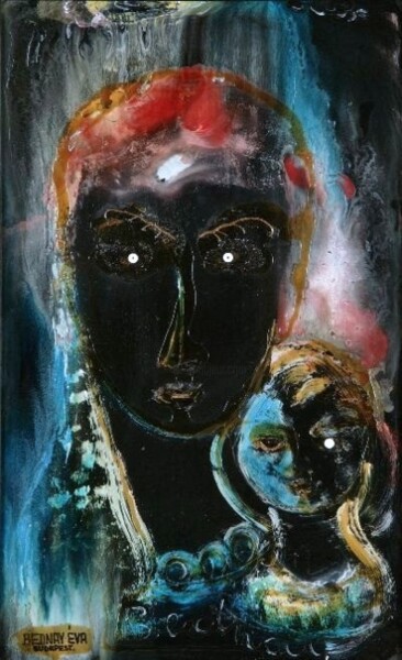 Painting titled "Black madonna" by Eve B'Ay, Original Artwork