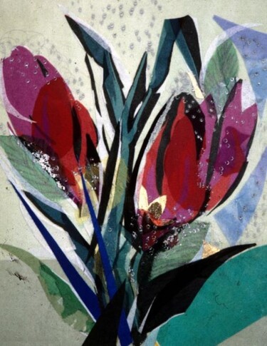 Painting titled "Tulips" by Eve B'Ay, Original Artwork, Oil