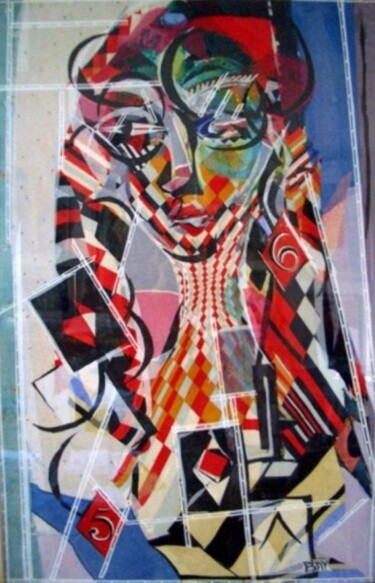 Painting titled "Homage a' Vasarely" by Eve B'Ay, Original Artwork, Oil