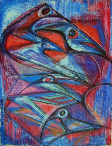 Painting titled "Birds of Paradise I…" by Eve B'Ay, Original Artwork