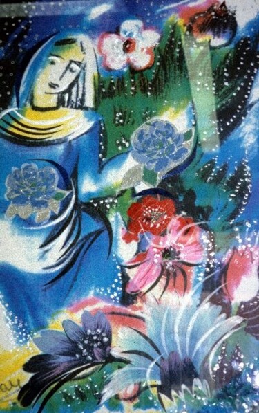 Painting titled "Homage a' Chagall" by Eve B'Ay, Original Artwork, Oil