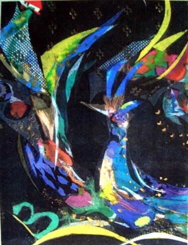 Painting titled "Blackbirds" by Eve B'Ay, Original Artwork, Oil