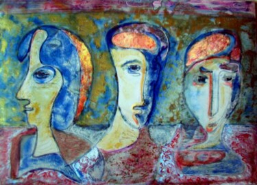 Painting titled "Faces" by Eve B'Ay, Original Artwork